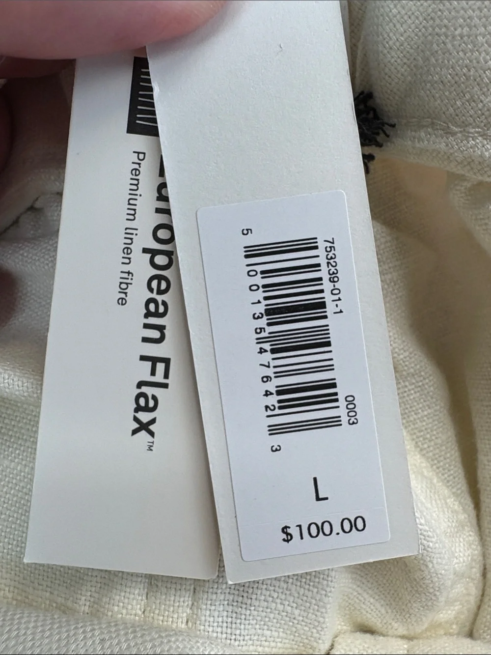 NWT Banana Republic Relaxed linen Cotton Pull on Beach Cream Pant Sz L